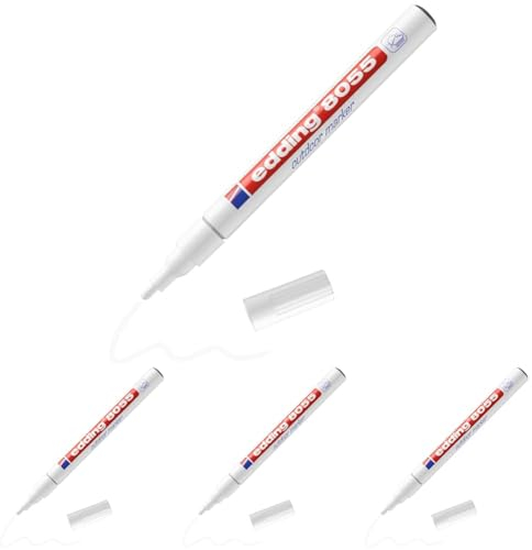 edding 8055 outdoor marker - white - 1 paint marker - round nib 1-2 mm - high coverage, waterproof - exterior paint marker pen - for permanently marking objects, waste bins, children's toys