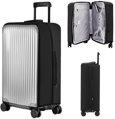 Veki Reise Kofferschutzhülle, Elastisch Kofferhülle mit Reißverschluss, Transparente Koffer Schutzhülle, Wasserdicht Koffer Abdeckungen, Staubdichte Kratzfeste Gepäck Cover (Schwarz,30 Zoll)