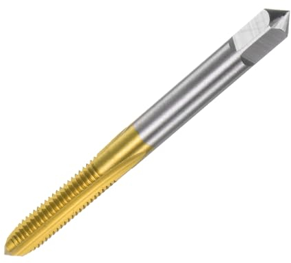 sourcing map Metrischer Gewindebohrer M6 x 1 H2, 100 mm, extra lang, titanbeschichteter Hochgeschwindigkeitsstahl, 6542, gerade Nut, Gewindebohrer, Gewindebohrer, Reparaturwerkzeug