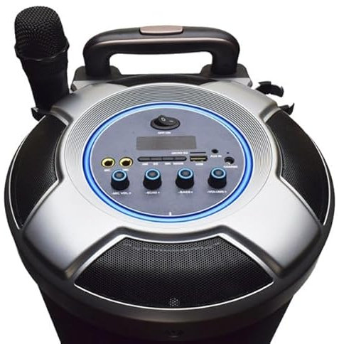 'YASYAS 2.1in Outdoor Active HIFI Speaker with 8 inch Subwoofer –Karaoki Dynamic Sound Effect and Heavy Bass - A2DP Bluetooth and Wireless Stream Music - 2 Microphone Input – FM Radio, USB, AUX