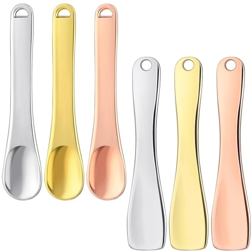 Giantree 6 Stück Kleine Kosmetikspatel,Metall Kosmetische Spachtel Scoops Make Up Spatel Maske Spatula Wiederverwendbar Mini Löffel Für Gesichtscreme Creme Gesichtsmaske Lotionen Feuchtigkeitscremes