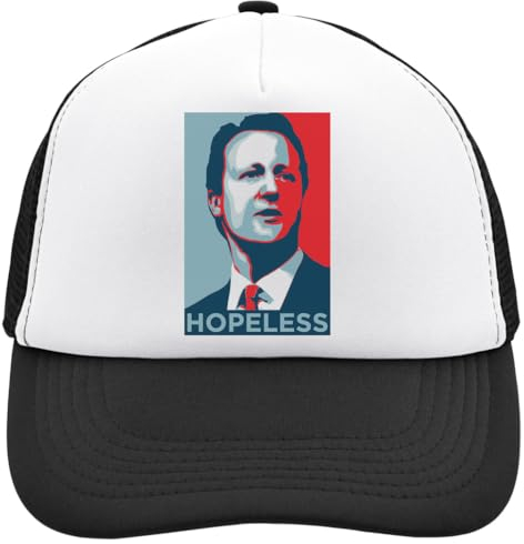 Functon+ David Cameron Hopeless Brexit Poster Mesh Back Trucker Cap Adjustable Snapback Hat Casu White, Schwarz , Einheitsgröße