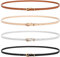 Mozeat Lens 4 Stück Skinny Ledergürtel Damen Verstellbarer Schmaler Gürtel mit Goldschnalle Dünner Taillengürtel Frauen Klassisch Retro Dekorativen Gürtel für Kleider Jeans Hosen (4 Farben)
