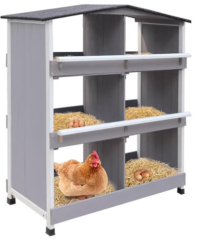 Legenester für Hühner, Hühnernest mit geneigtem Boden, mit Lüftungslöchern, Leichte Reinigung, 6 Abteile Hühnerstall Winterfest LxBxH 100 x 38 x 82 cm, Legkammer