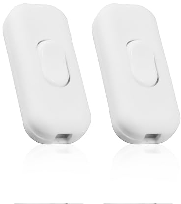 2 interruptores blancos, interruptor basculante, interruptor basculante, interruptor de cable, interruptor de cable universal en línea, interruptor de tracción push-in