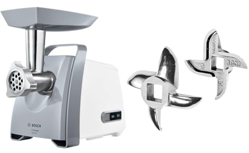 Bosch Fleischwolf CompactPower MFW45020, elektrisch & Wolfcut 1 Stück INOX Sichelmesser