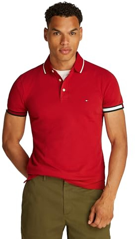 Tommy Hilfiger Herren S/S Polo, Rot (Mittelrot), S
