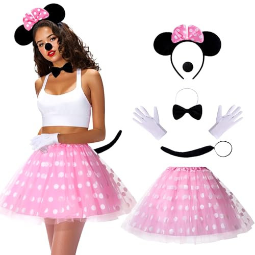 Puddry Deguisement Femme Carnaval, Parfaite Minnie Déguisement Carnaval Femme,Costume Carnaval Femme Sympa,Très bon Deguisement Femme Adulte pour Carnaval, Halloween, Noël