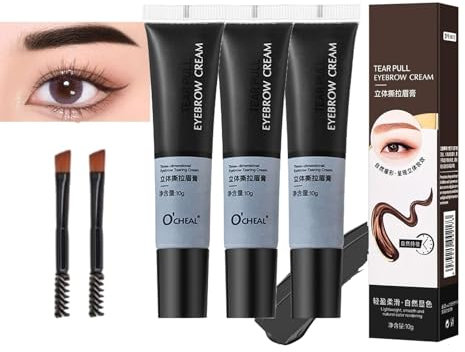 3 Stück Augenbrauengel zum Abziehen mit einem Pinsel, Halbpermanente Augenbrauen-Tattoo-Gel, wasserfeste Brauenfarbe, schnelle Farbe, wasserfeste und langanhaltende Makeup (03#Schwarz)