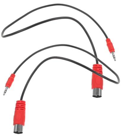 ibasenice 2 Piezas Cable Adaptador De Sonido Cables Midi Para Guitarra Cable De Guitarra Midi Cable De Conexión Para Instrumentos Musicales Adaptador De Audio Para Guitarra Caucho Rojo
