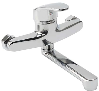 Zjyufy Robinet de Cuisine Mural 360° Pivotant, Mitigeur Mono-Levier Eau Froide/Chaude avec Bras Pivotant 160 mm, Installation Murale pour Évier, Salle de Bain, Jardin