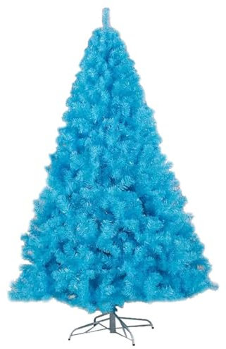 Easnuroz Árbol De Navidad Artificial PVC Azul Arbol De Navidad Artificial De Lujo Con Soporte De Metal 120/150/180/210/240CM Árbol De Navidad Artificial De PVC Para Decoración Interior Exterior(120cm(