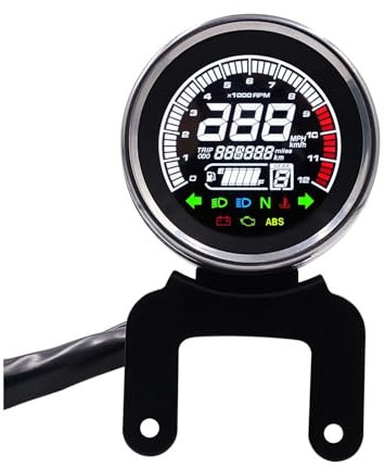 WPIGRBMD Moto Tacomètre Tableau De Bord Numérique De Moto Compteur De Vitesse Universel Tachymètre Panneau Instruments Compteur Pièces Indicateur