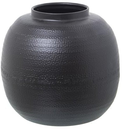 JARRÓN ALUMINIO TALLADO NEGRO_°25X23CM