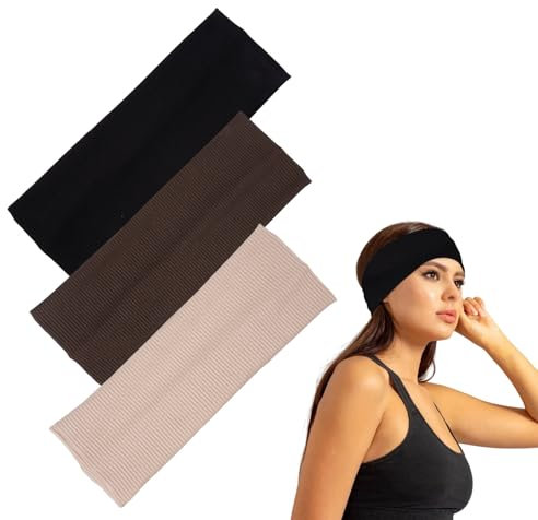 3 Pezzi Antiscivolo Elastica Fascia Per Capelli Donna, Morbido Traspirante Donna Assorbente Headband, Sport Yoga Fitness Fascette Capelli In Cotone,Colori Misti, Adatto A Tutti I Giorni, Alle Feste