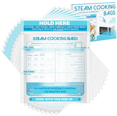 40 Pcs Microwave Steam Bags Zipper Steame Cooking Bags for Vegetables Potatoes Seafood Meat Veggie Frozen Food