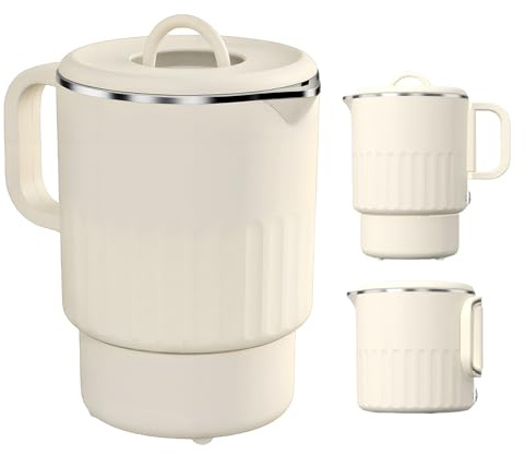 Faltbarer Wasserkocher 1L, Camping Tragbarer Wasserkocher, Reise Wasserkessel, 600W 304 Edelstahl Elektrischer Wasserkocher BPA-freier, Schnelles Kochen für Küche Reise Camping Outdoor