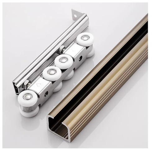 schiebetürbeschlag schiebetor schiene Hochleistungs-Schiebetür-Schienensatz, Deckenmontage/Wandmontage, Hängendes Schiebetürsystem Für Einzel-/Doppeltüren, Aluminium-Kastenschienen-Scheunentor-Beschla