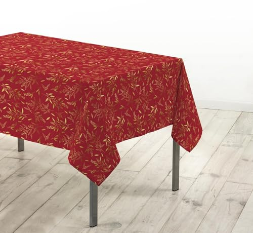 Douceur d'Intérieur, Tischdecke, rechteckig (140 x 240 cm), Motiv Nöte Rot/Gold, Mikrofaser, Bedruckt