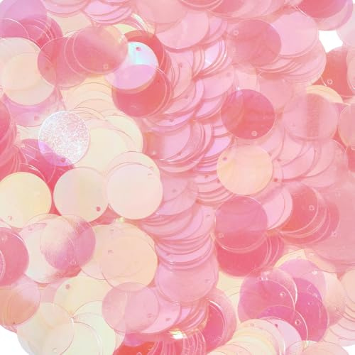SUNNYCLUE 1 Scatola da Circa 80g di Grandi Paillettes da 20mm Paillettes Colorate Grandi Piatte Rotonde Rosa Trasparente in Plastica per Decorazioni Artistiche per Lavori Artigianali Ricami Fai da Te