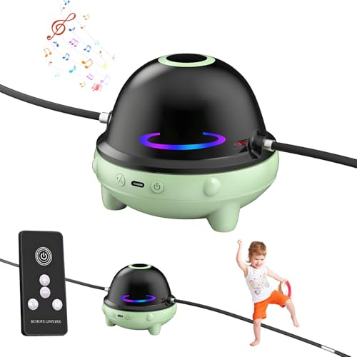 Máquina de saltar sin cable para niños, máquina inteligente de saltar con control remoto, contador LED, música Bluetooth, velocidad 1-10, cuerda de saltar para entrenamiento (B-Verde)