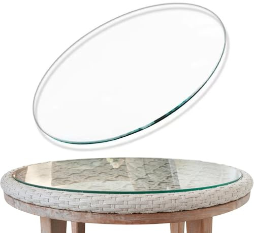 OPOLDBDMAC 90cm Runder Tischplatte Dickem Gehärtetem Glas, Ersatz Für Wohnzimmer-Esstisch, Tischschutz, Terrassentischplatten, Couchtischplatte Für Innen Außenbereich(95cm/37.4in)