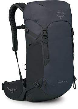 Osprey Kestrel LT 28L Herren Rucksack - Leichte Wander- & Reisetasche mit wasserdichtem Regenschutz, Schwarz