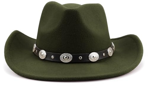 DRESHOW Fedora-Hut mit breiter Krempe für Damen Gürtelschnalle Retro-Panama-Schlapphut