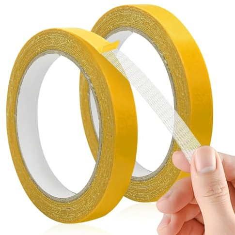 2 Ruban Adhésif Double Face pour Ourlet Facile sans Couture (1cm x 10m),Bande Thermocollante Puissante pour Rideaux et Vêtements,Colle Textile Multi-usages(Non adapté aux applications à haute charge)