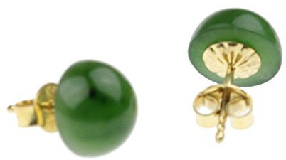 c-c Damen Ohrstecker Edelstein Jade - grün  Cabouchon -Sterling Silber vergoldet