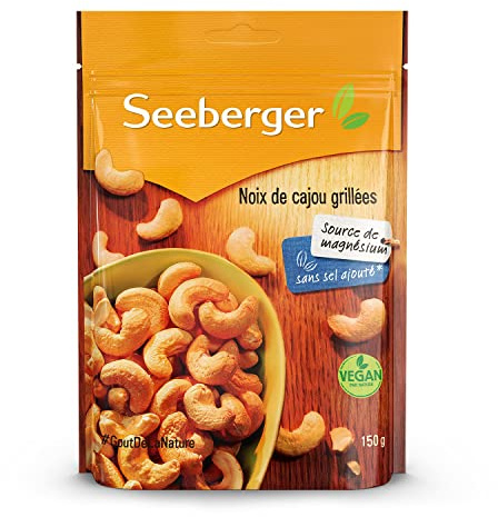 Seeberger Cashewkerne geröstet: Knackige Cashew Nüsse schonend veredelt - proteinreicher Powersnack ohne Salz, vegan (1 x 150 g)