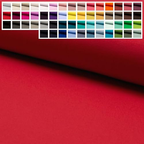 Premium Jersey Uni Stoff mit 150 cm Breite, Hochwertiger Baumwolljersey in Oeko-Tex 100, Meterware ab 25 cm Zuschnitt - ca. 60 Farben immer vorrätig (14. Rot)