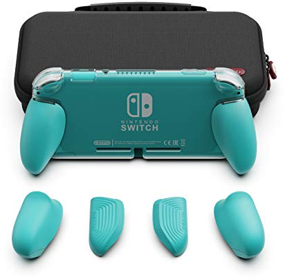 Skull & Co. Ensemble GripCase Lite : Un Étui de Protection Confortable avec des Poignées Interchangeables [pour s'adapter à Toutes Les Tailles de Mains] pour la Nintendo Switch Lite - Turquoise