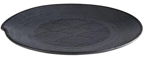 APS 84909 Teller DARK WAVE, Ø 27 cm, Höhe 2,5 cm, Melamin, schwarz/Wellendekor