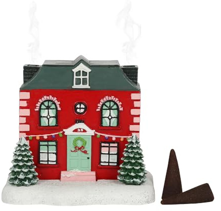 Bruciatore a cono di incenso | Casa di Natale | 13 cm x 13 cm x 12 cm | Confezione da 1
