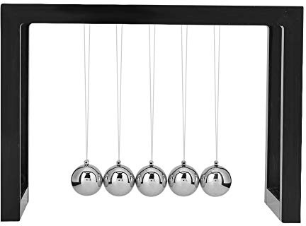MAGT Newton Pendel, Kugelstoßpendel Metallphysik Wissenschaft Kugelpendel Schreibtisch Spielzeug Desktop Freizeit Dekompression Dekoration für Zuhause Büro Dekoration(Schwarz)