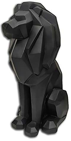 Vinbcorw Geometrisches Löwe Harz Statue Löwe Statue skulptur Wohnzimmer nordische Figuren löwen Statue Wohnzimmer Schlafzimmer Dekoration Skulptur Ornamente Harz Statue Geschenk,Schwarz