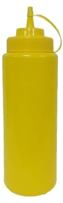 METRO Professional Quetschflasche, PE/PP, 1025 ml, mit Verschlusskappe ideal für Ketchup, Senf, Mayo, Soßen oder Olivenöl, gelb