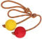Rope Dog Toy, 2 Pack Ball on a Rope Dog Toys Durable Elastic Solid Rubber Balls for Fetch, Catch, Throw and Tug of War (7 cm, Red + Yellow)
