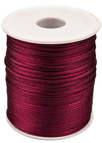 90m Satinschnur 2mm Satinkordel Schmuck-Kordel -Schnur Kumihimo Bänder, Farbwahl, Farbe:bordeaux