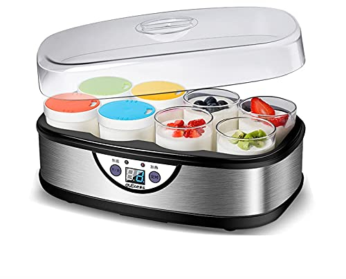 Yogurt Maker, Yogurt Machine elettrica Macchina per la produzione di yogurt piccola automatica domestica con 8 contenitori di yogurt Vasetti di vetro Macchina per yogurt facile elettrica automatica