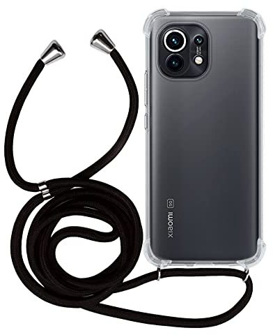 MyGadget Handykette für Xiaomi Mi 11 - [ TPU Hülle mit verstellbaren Band ] - Handyhülle mit Handyband zum Umhängen Kordel Schnur Case Schutzhülle Schwarz Muster