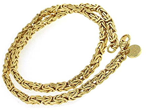 Byzantiner Königskette 18kt vergoldet 4mm Länge 55cm, Halskette Herren-Kette Goldkette Damen Geschenk Schmuck ab Fabrik Italien tendenze