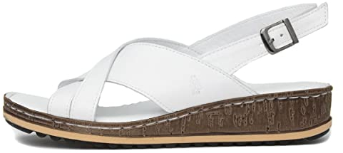 Hush Puppies Ladies Elena Cross Over Wedge Sandal, White, 7