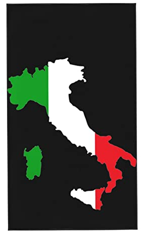 AOOEDM Karte und Flagge Italien Handtuch 27,5 x 16 Zoll Saugfähiges Handtuch Superfeine Faser Badezimmer Waschlappen