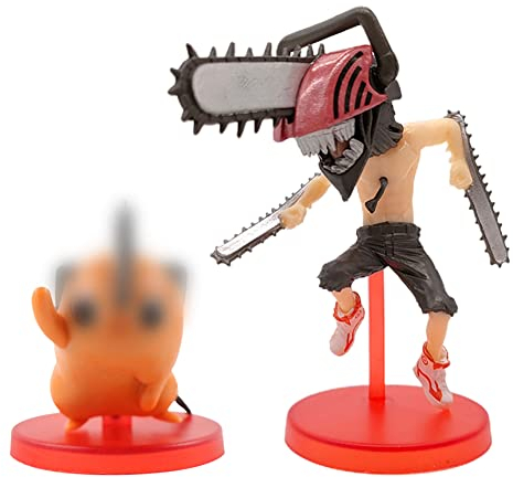2pcs Chainsaws Anime Character Figures, Anime Cartoon Characters, Action Figure Statues, Kids Birthday Cake Toppers, Character Statue Collectibles, PVC Character Toys, Home Theme Party Accessories