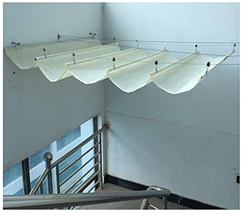 Pergola-Abdeckung Für Draußen, Terrassen-Pergola Einziehbar Sonnensegel, Sonnenschutz Atmungsaktiv Schiebedraht-Vordach Für Hinterhof Terrasse Garten, Nicht Regenfest Markise (Farbe : Weiß, Größe :