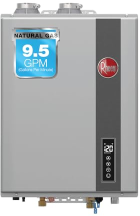 Rheem RTGH-95DVLN-3 RTGH Series 9.5 GPM 199,900 BTU 120 Volt Residential Indoor Natural Gas Tankless Water Heater Stainless Steel