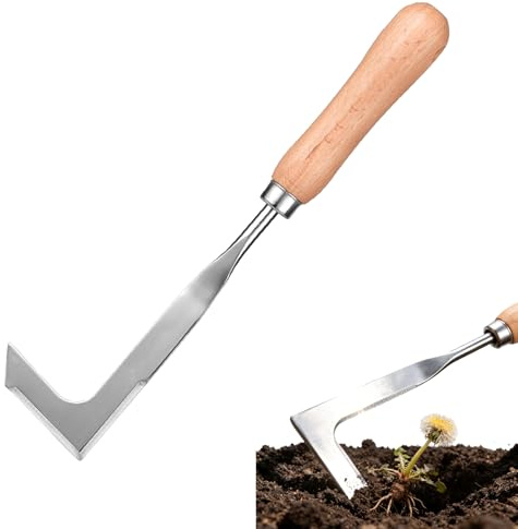 CTForest Fugenkratzer mit Holzgriff, Unkrautmesser Edelstahl, Fugenkratzer, Geeignet zum Jäten und Entfernen von Unkraut