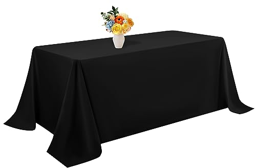 1 Packung Schwarze Polyester-Tischdecke für 2,4 m große rechteckige Tische, 228 x 335 cm, Polyester-Stoff-Tischdecke, knitterfrei,waschbar,Tischdecke, für Hochzeit,Geburtstag,Party,Bankett-Dekoration